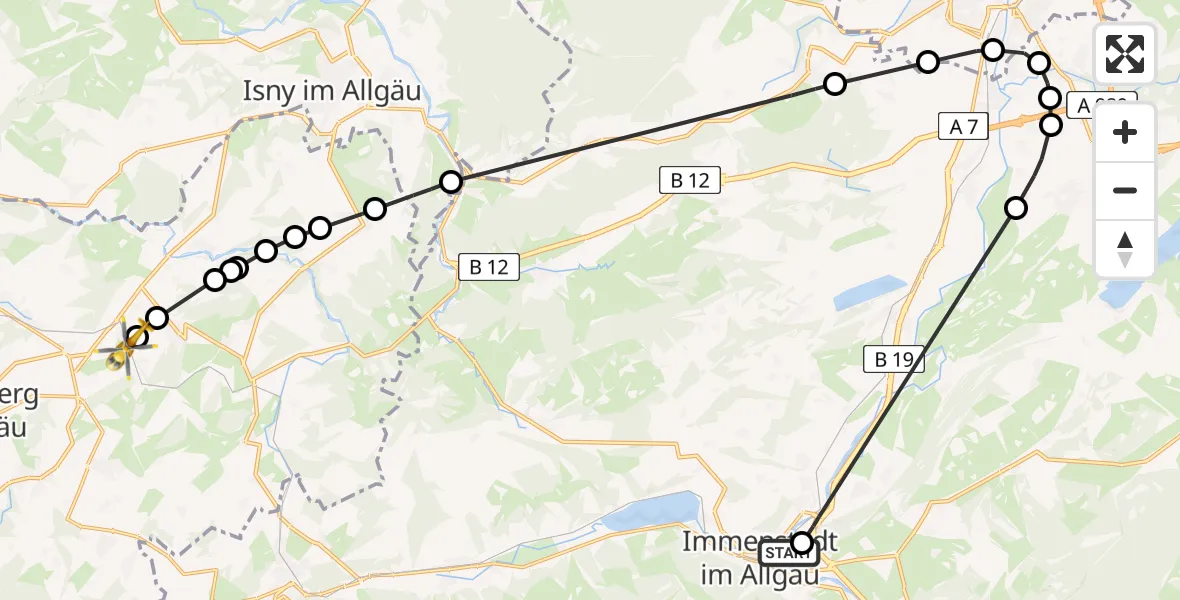 Flugroute Rettungshubschrauber Immenstadt im Allgäu - Oberhäuser, 27 Februar 2026, 11:22