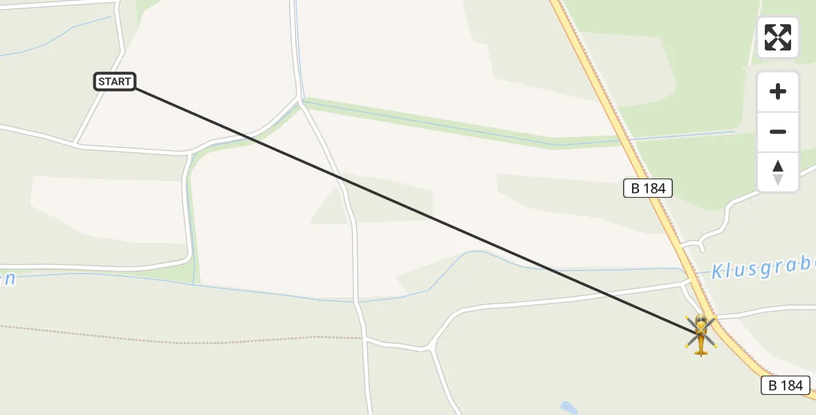 Routekaart van de vlucht: Rettungshubschrauber nach Gommern, B 184