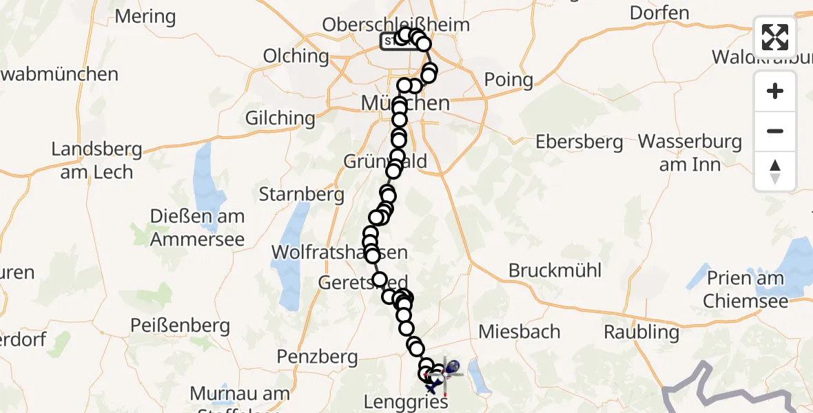Flugroute Polizeihubschrauber Oberschleißheim - Gaißach, 27 Februar 2026, 11:39