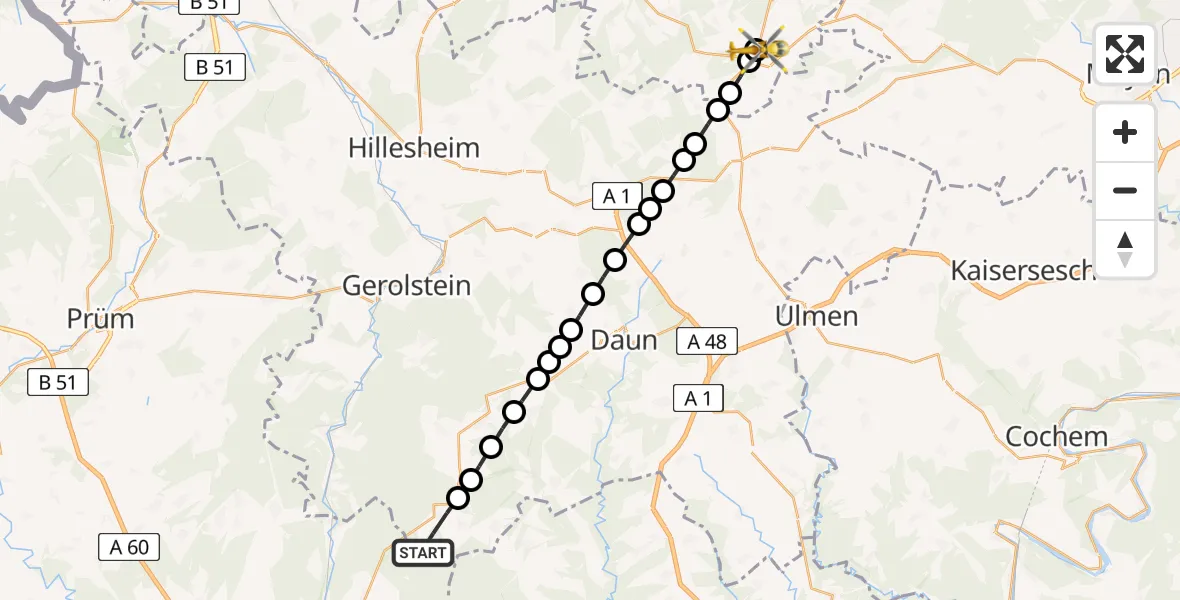 Flugroute Ambulanzhubschrauber Meisburg - Quiddelbach, 27 Februar 2026, 12:01
