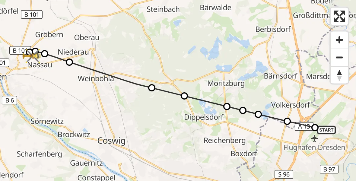 Routekaart van de vlucht: Rettungshubschrauber nach Nassau, Nassauweg