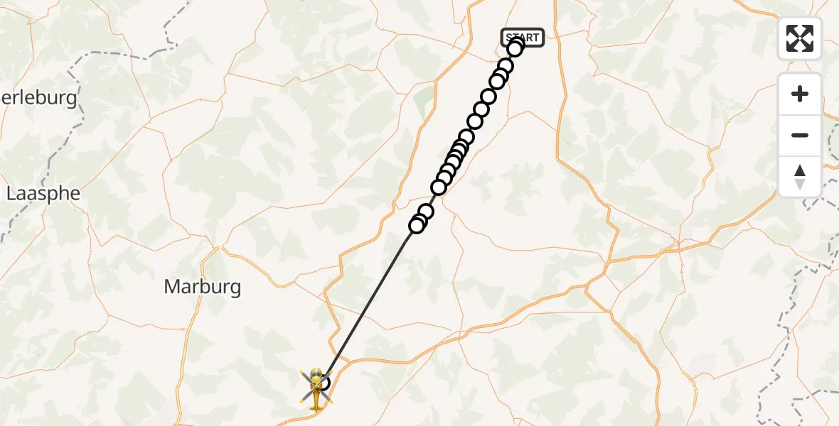 Routekaart van de vlucht: Rettungshubschrauber nach Bernsfeld, L 3072