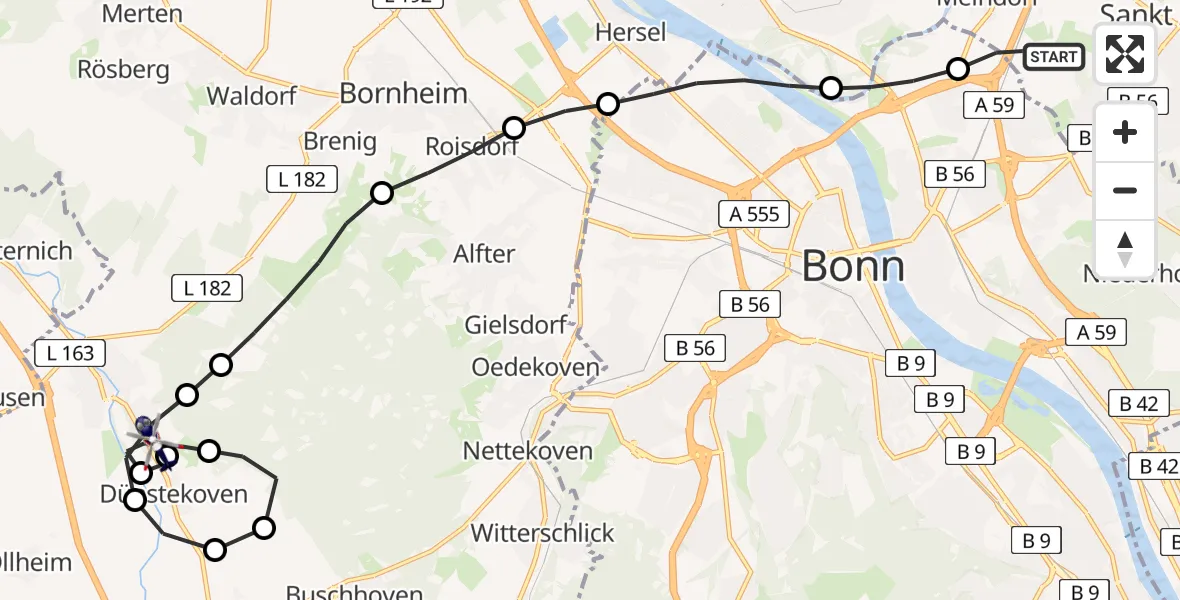 Flugroute Polizeihubschrauber Sankt Augustin - Heimerzheim, 27 Februar 2026, 12:28