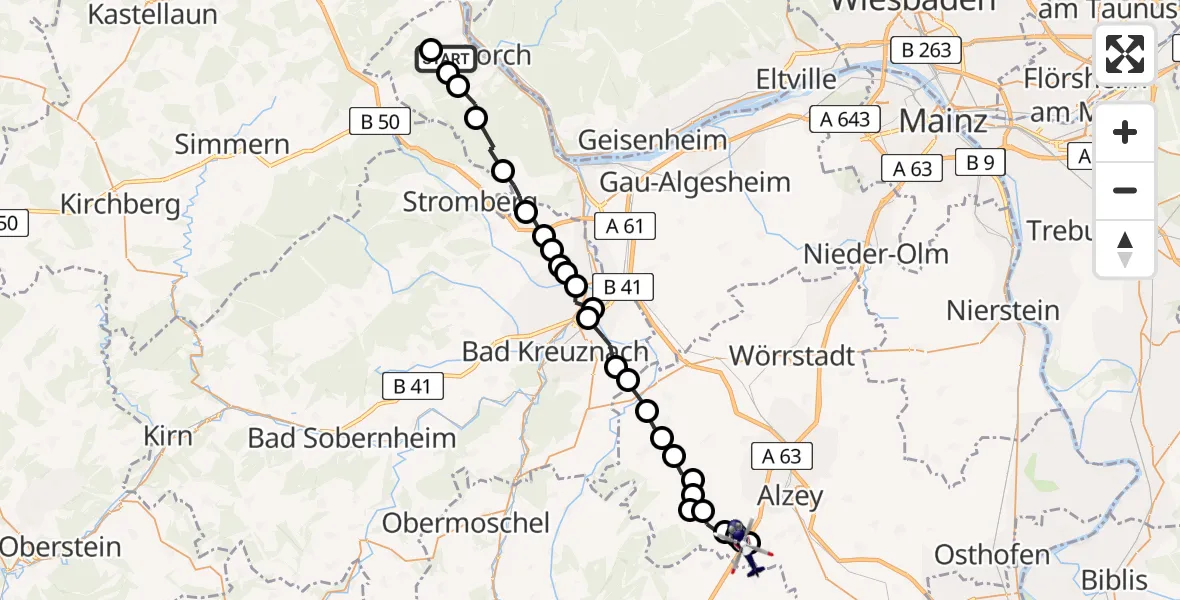 Flugroute Polizeihubschrauber Neurath - Freimersheim, 27 Februar 2026, 12:31