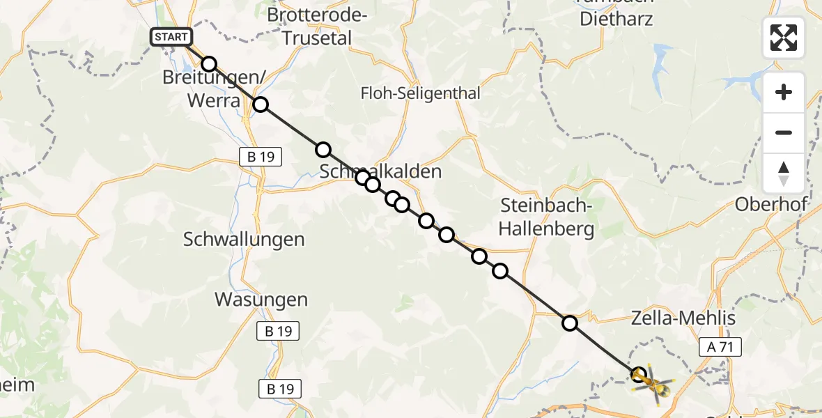Flugroute Rettungshubschrauber Barchfeld - Albrechts, 27 Februar 2026, 12:52