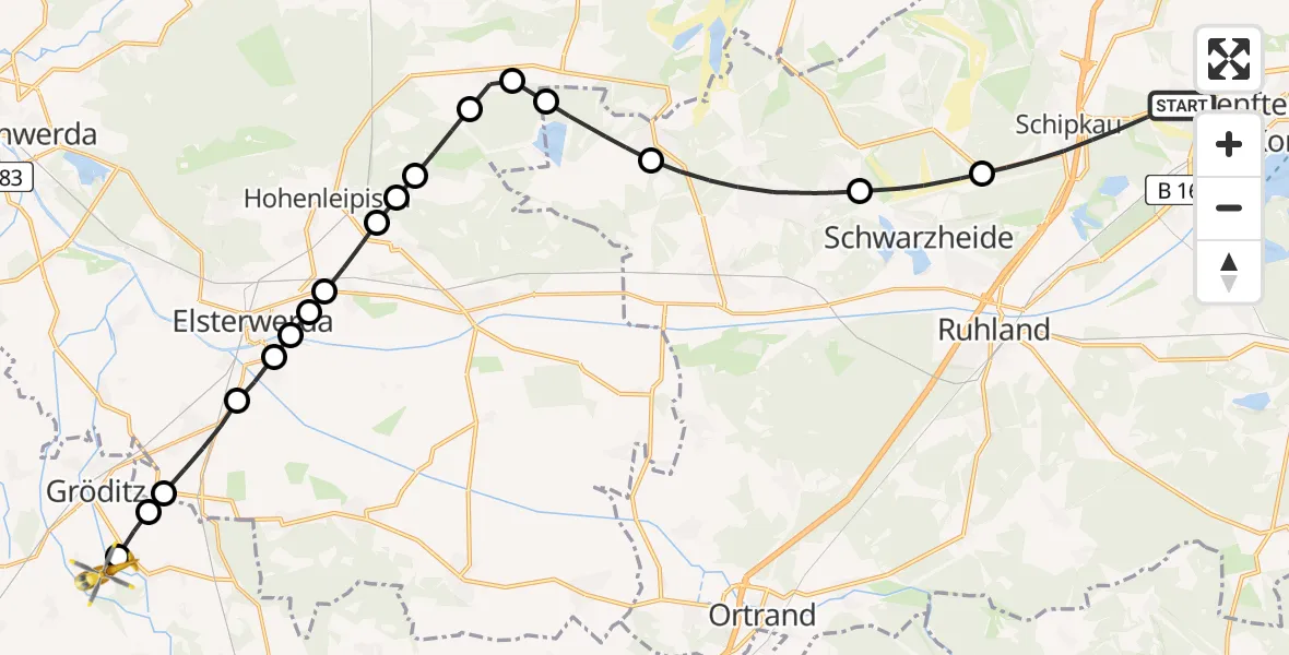 Routekaart van de vlucht: Rettungshubschrauber nach Pulsen, Lange Straße