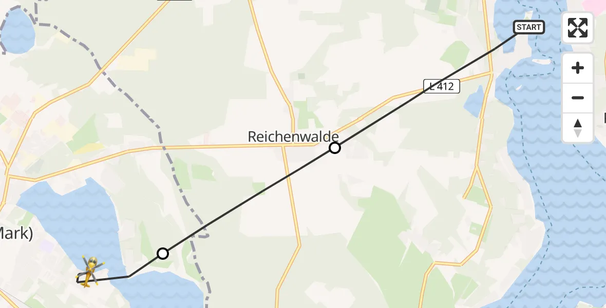 Flugroute Rettungshubschrauber Bad Saarow - Storkow (Mark), 27 Februar 2026, 13:46