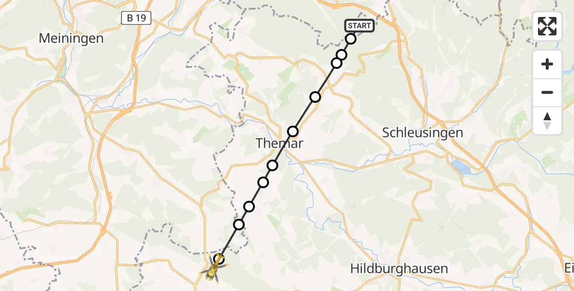 Flugroute Rettungshubschrauber Suhl - Haina, 27 Februar 2026, 13:52