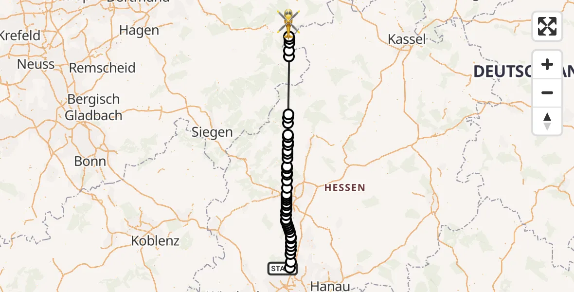 Flugroute Rettungshubschrauber Oberstedten - Gudenhagen, 27 Februar 2026, 14:00