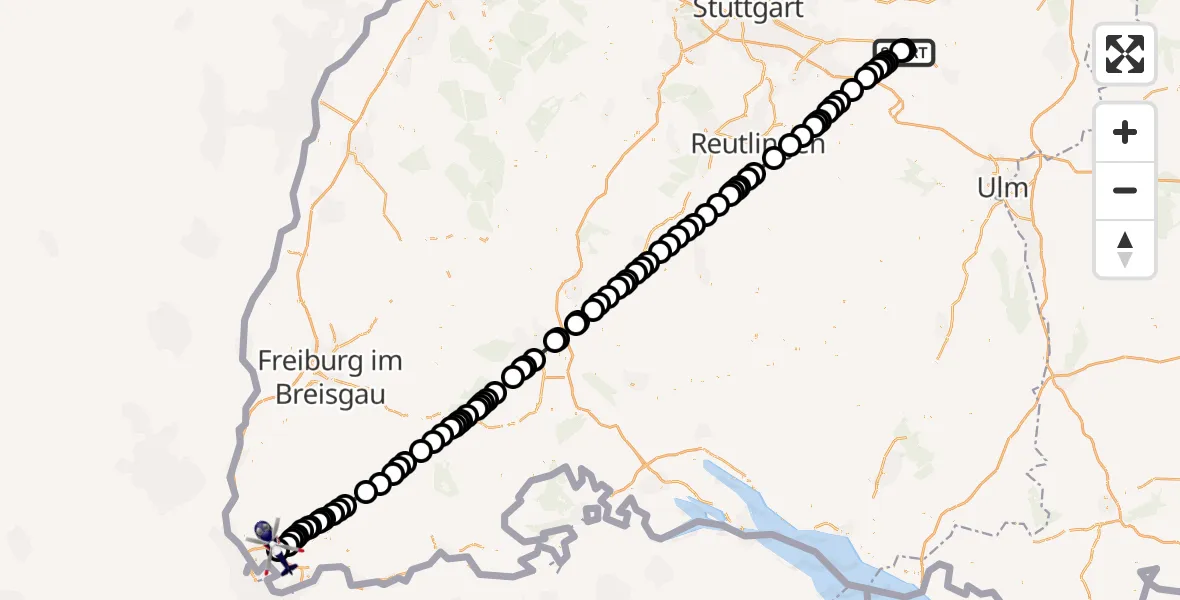 Flugroute Polizeihubschrauber Holzheim - Lörrach (Kernstadt), 27 Februar 2026, 14:01