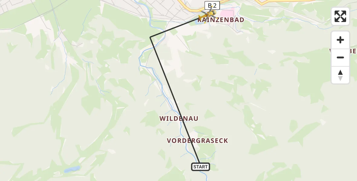 Flugroute Rettungshubschrauber Garmisch-Partenkirchen - Garmisch-Partenkirchen Clinic Heliport, 27 Februar 2026, 14:50