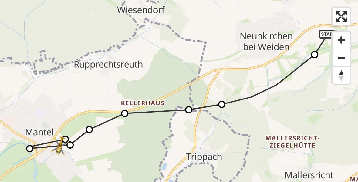 Flugroute Rettungshubschrauber Latsch - Mantel, 27 Februar 2026, 14:53