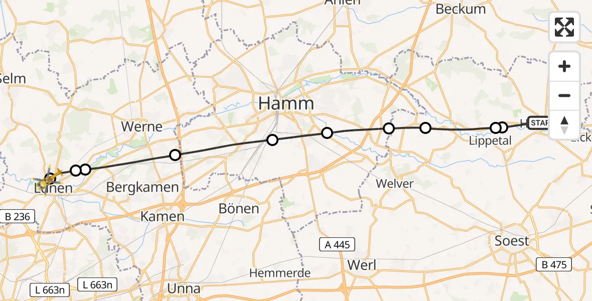 Routekaart van de vlucht: Rettungshubschrauber nach Sankt Marien Hospital Heliport