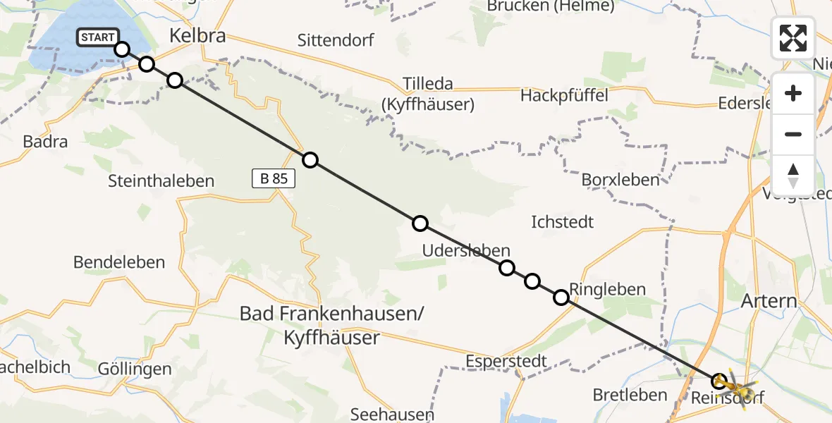 Routekaart van de vlucht: Rettungshubschrauber nach Reinsdorf, Triftweg