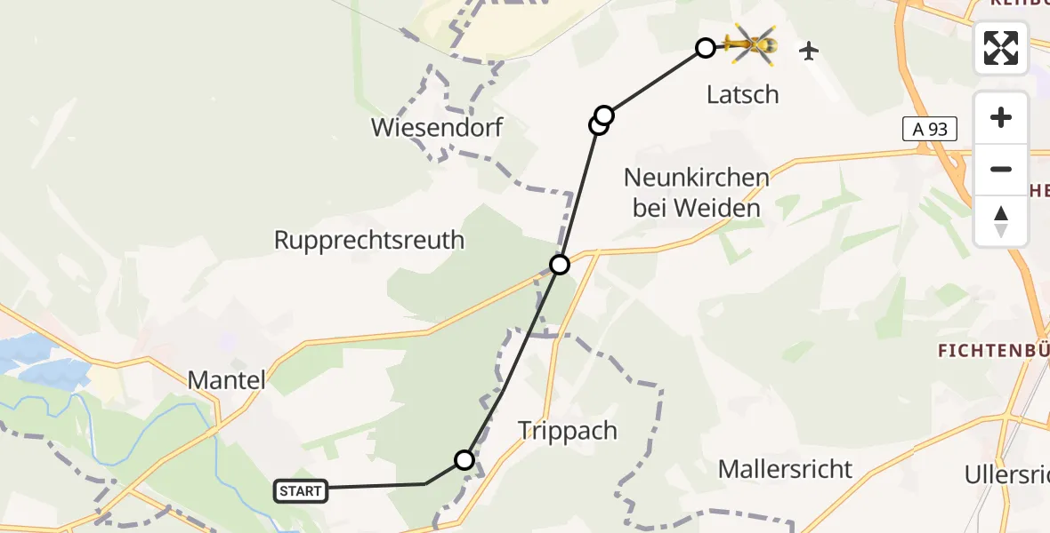 Routekaart van de vlucht: Rettungshubschrauber nach Latsch