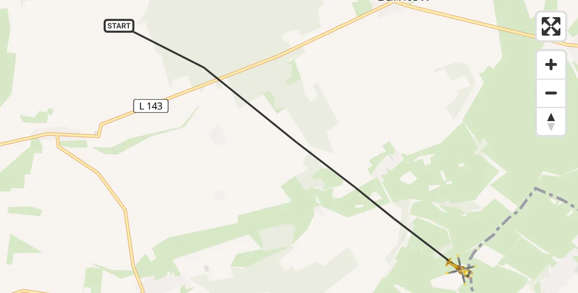 Flugroute Rettungshubschrauber Gumtow - Gumtow, 27 Februar 2026, 15:56