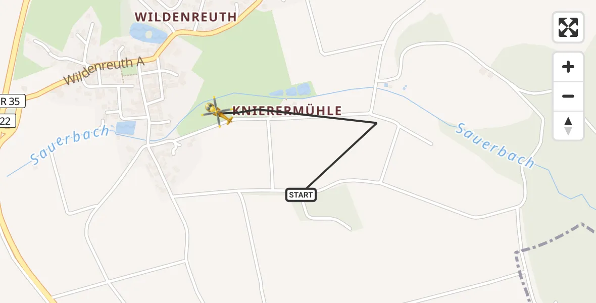 Flugroute Rettungshubschrauber Erbendorf - Erbendorf, 27 Februar 2026, 16:12