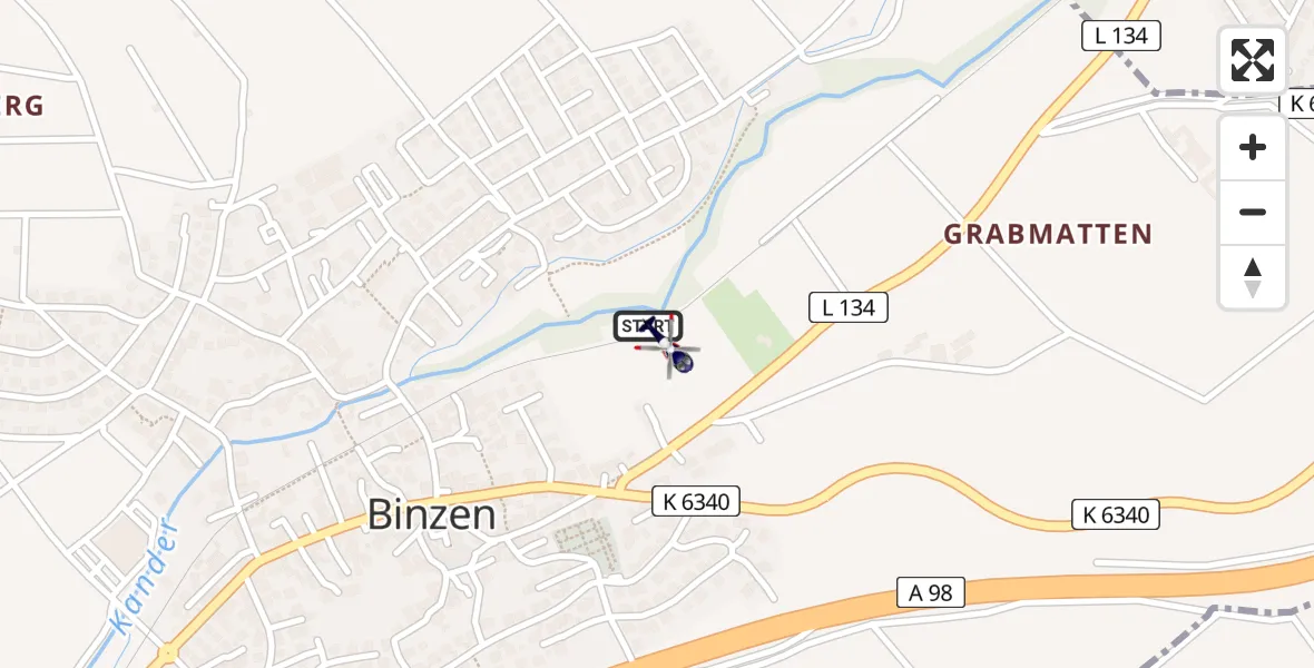 Flugroute Polizeihubschrauber Binzen - Binzen, 27 Februar 2026, 16:11