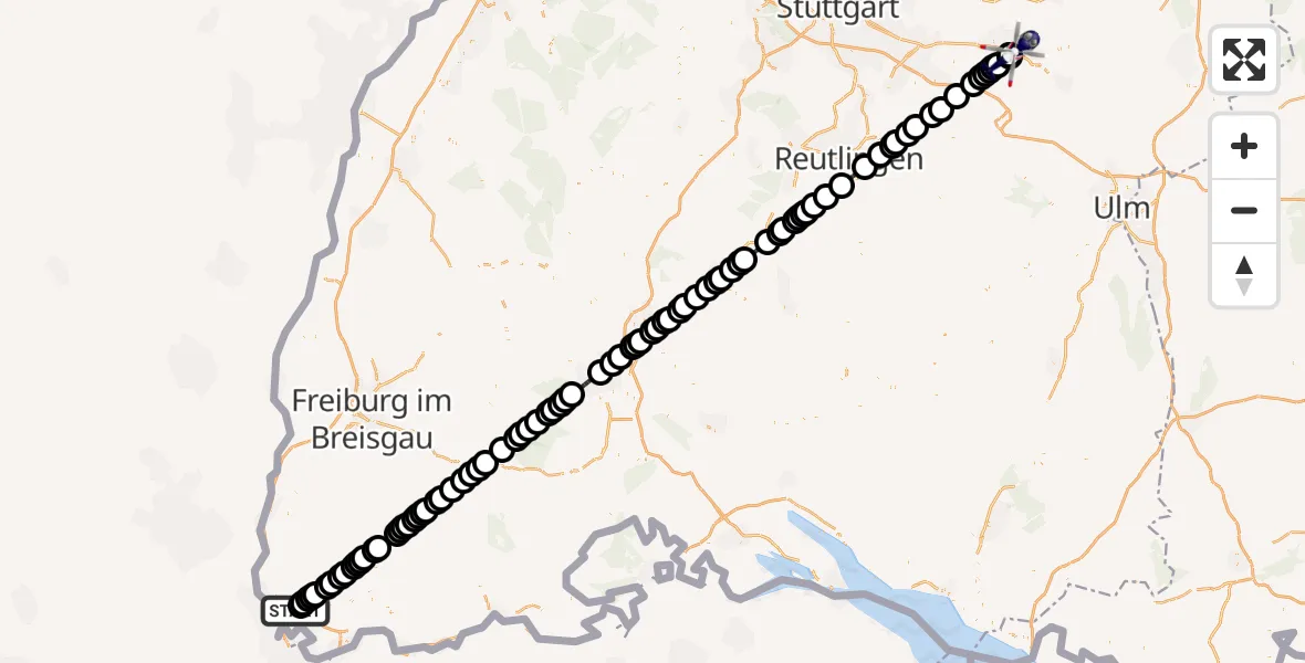 Routekaart van de vlucht: Polizeihubschrauber nach Holzheim, Iltishofweg