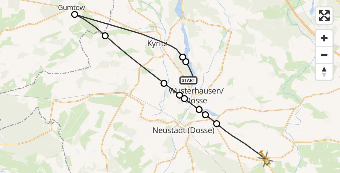 Flugroute Rettungshubschrauber Wusterhausen / Dosse - Wusterhausen/Dosse, 27 Februar 2026, 16:26