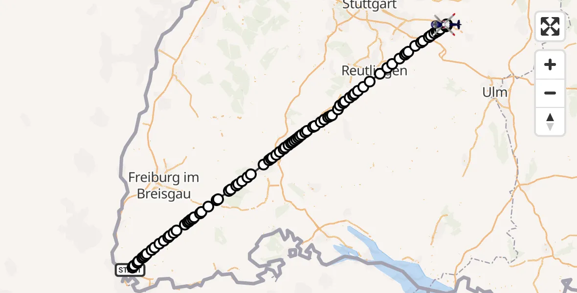 Flugroute Polizeihubschrauber Binzen - Holzheim, 27 Februar 2026, 16:29