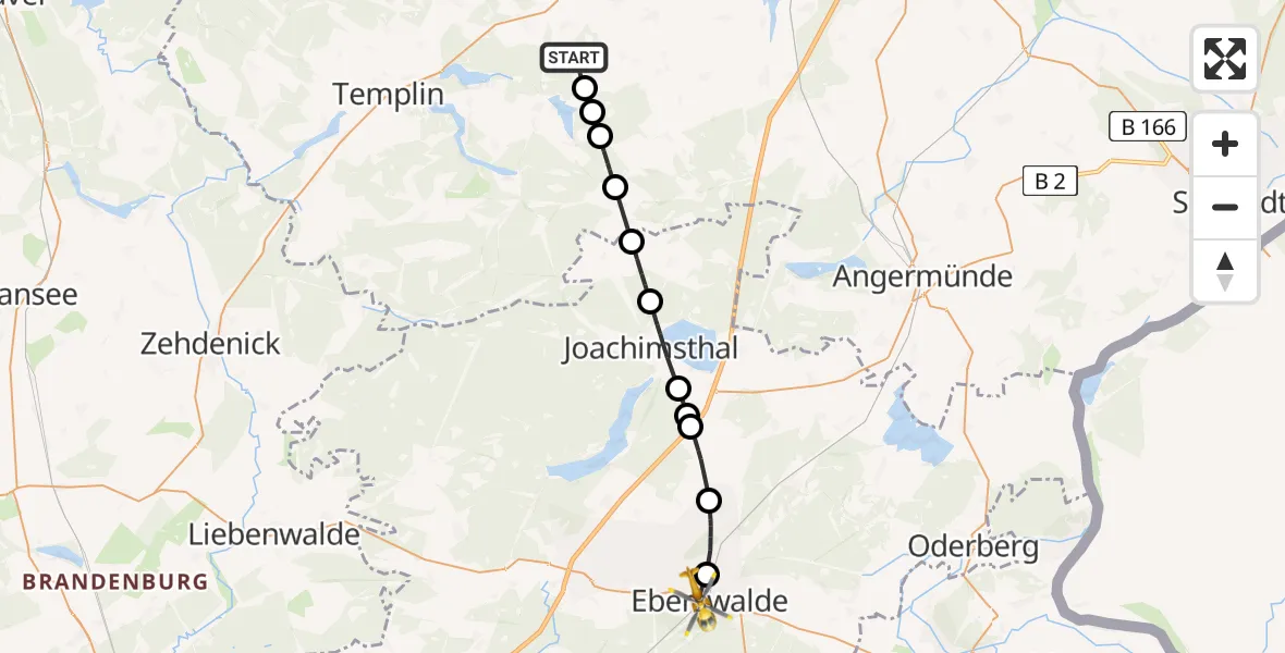 Routekaart van de vlucht: Rettungshubschrauber nach Eberswalde, Heegermühler Straße