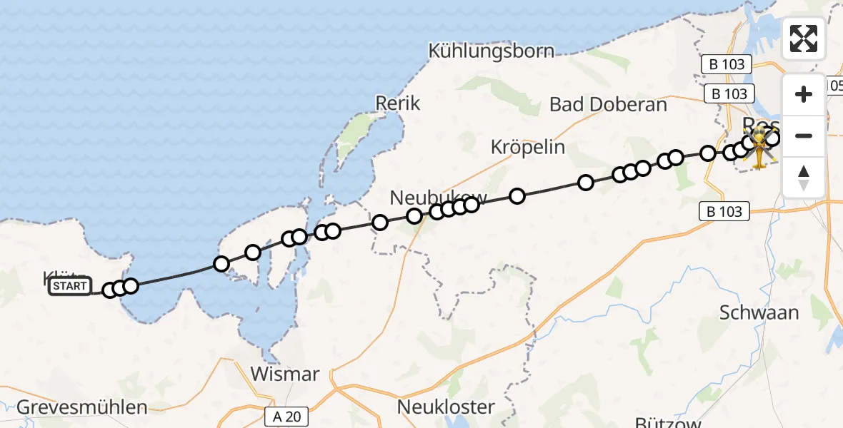 Routekaart van de vlucht: Rettungshubschrauber nach Ortsbeirat 12 : Südstadt, Am Kringelgraben