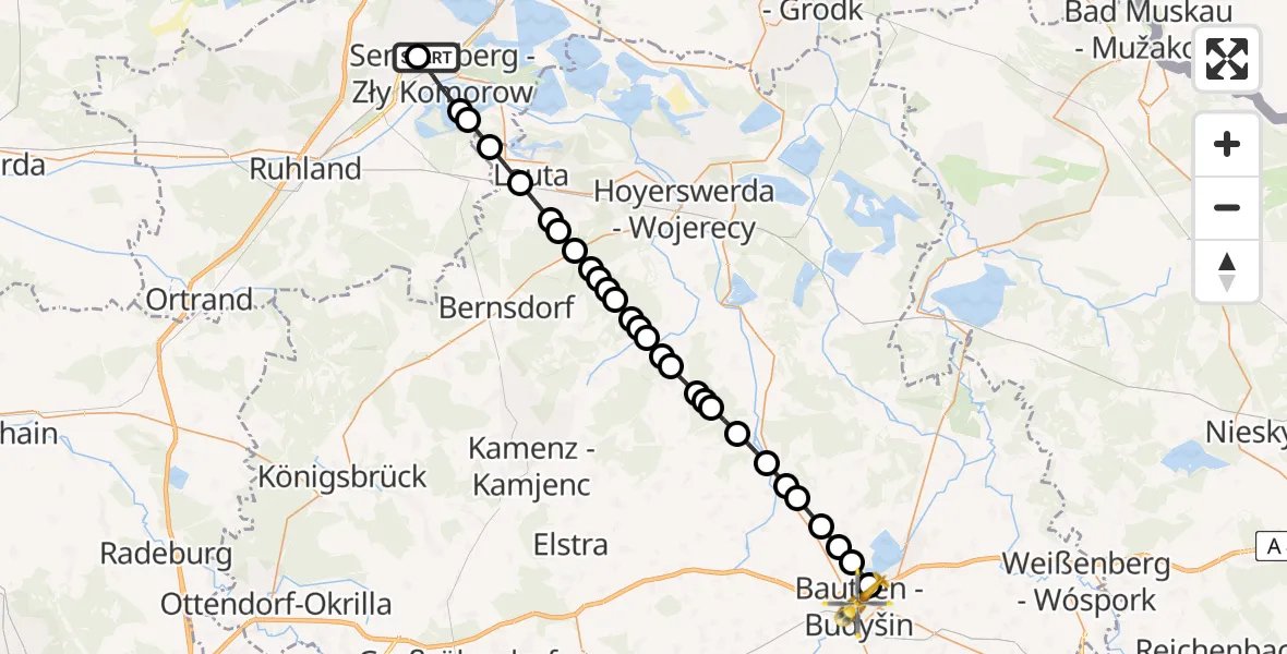 Routekaart van de vlucht: Ambulanzhubschrauber nach Bautzen, Schäfferstraße