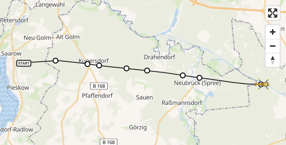 Flugroute Rettungshubschrauber Bad Saarow - Neubrück, 28 Februar 2026, 06:33