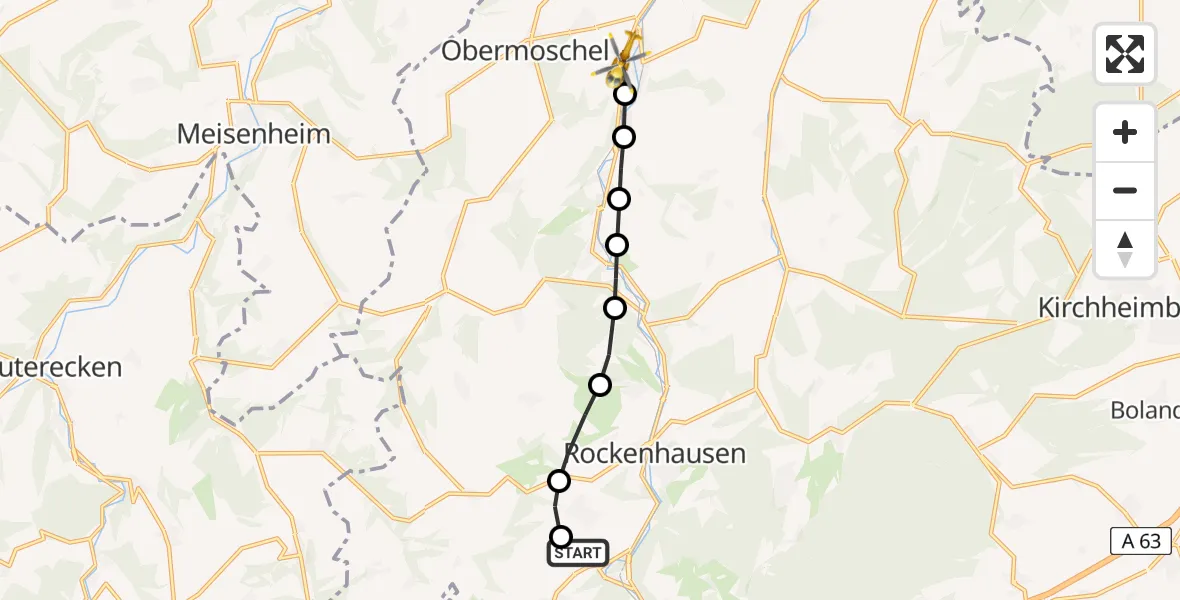 Flugroute Rettungshubschrauber Imsweiler UL - Alsenz, 28 Februar 2026, 08:07