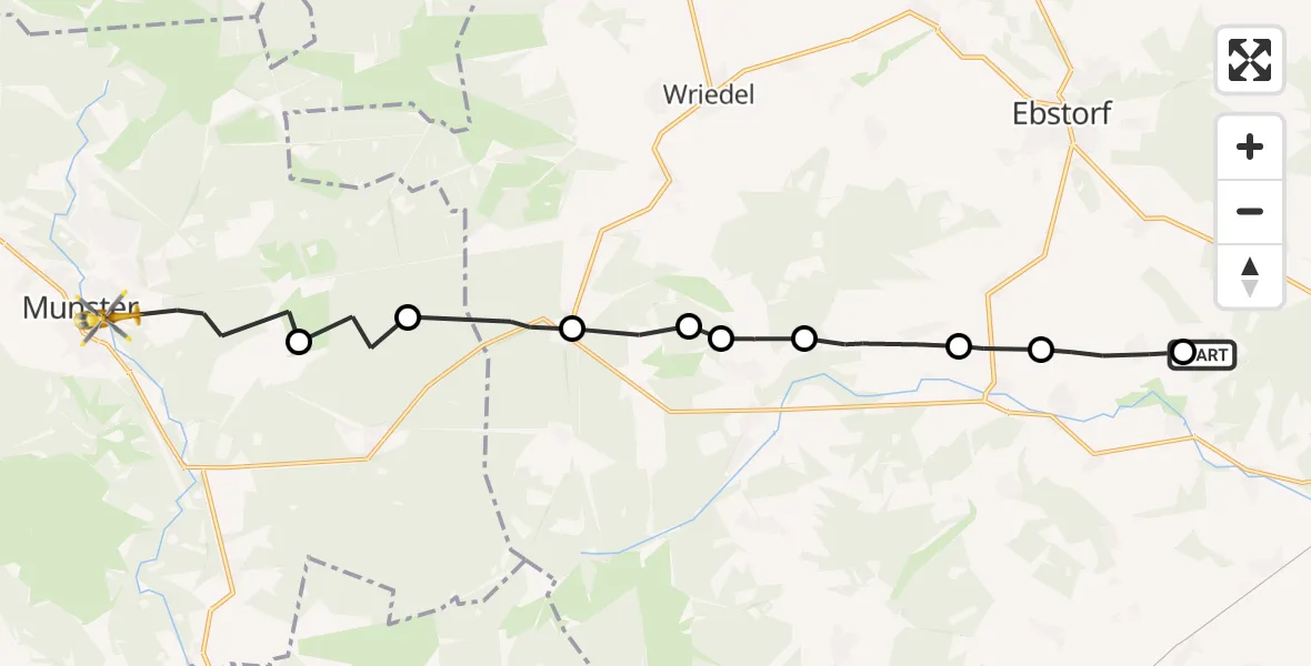 Flugroute Rettungshubschrauber Bohlsen - Munster, 28 Februar 2026, 08:18