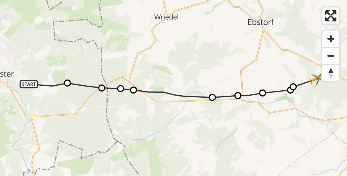 Flugroute Rettungshubschrauber Munster - Uelzen, 28 Februar 2026, 08:54