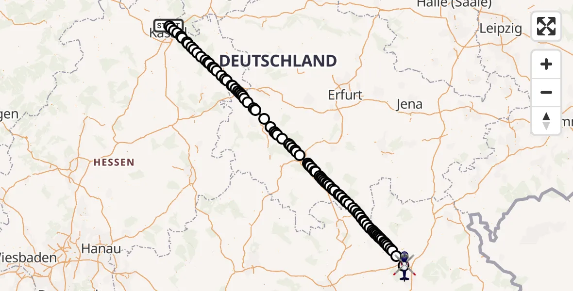 Flugroute Polizeihubschrauber Fuldatal Federal Police Heliport - Oberlaitsch, 28 Februar 2026, 09:23