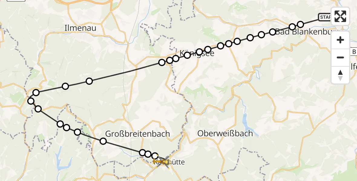 Flugroute Rettungshubschrauber Zeigerheim - Oelze, 28 Februar 2026, 09:30