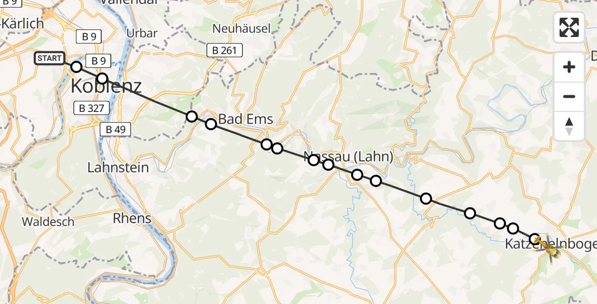 Routekaart van de vlucht: Rettungshubschrauber nach Katzenelnbogen, Im Horstberg