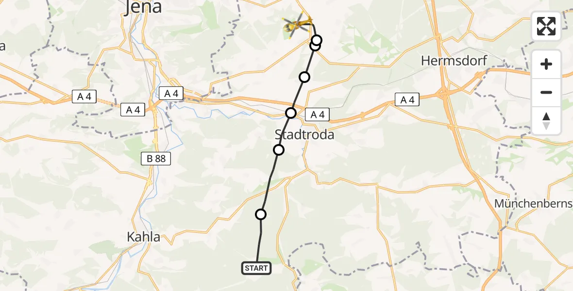 Flugroute Rettungshubschrauber Trockenborn - Zinna, 28 Februar 2026, 11:06