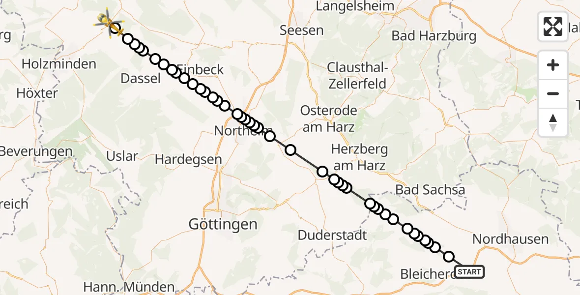 Flugroute Rettungshubschrauber Wipperdorf - Negenborn, 28 Februar 2026, 11:35