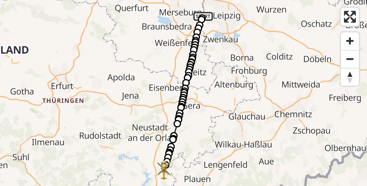 Flugroute Rettungshubschrauber Günthersdorf - Mielesdorf, 28 Februar 2026, 12:08