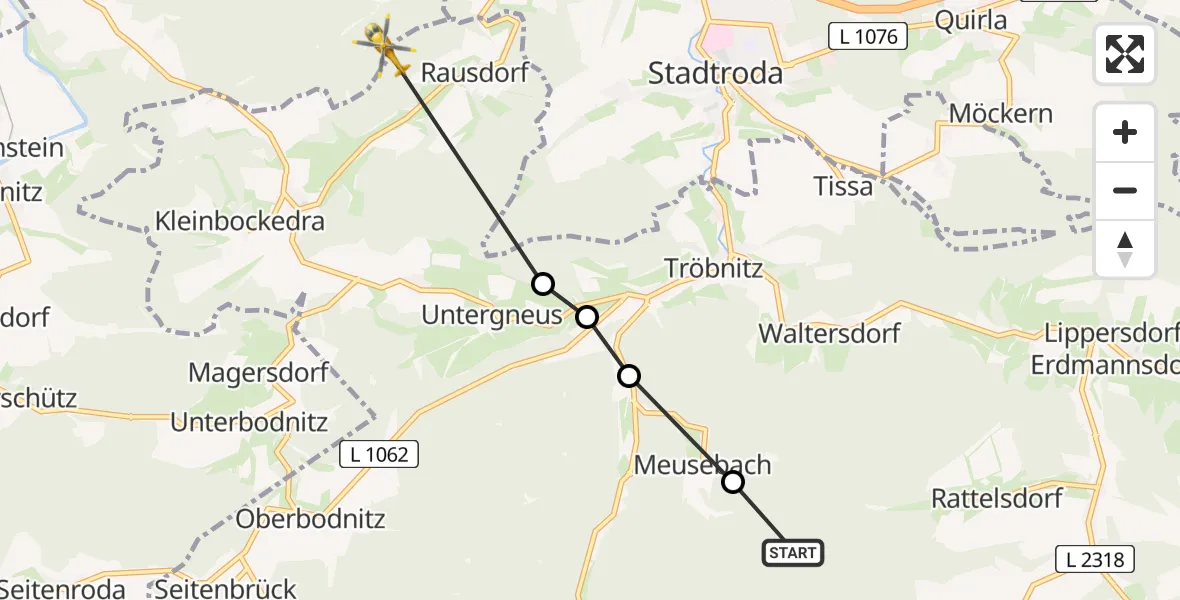 Flugroute Rettungshubschrauber Stanau - Laasdorf, 28 Februar 2026, 12:26