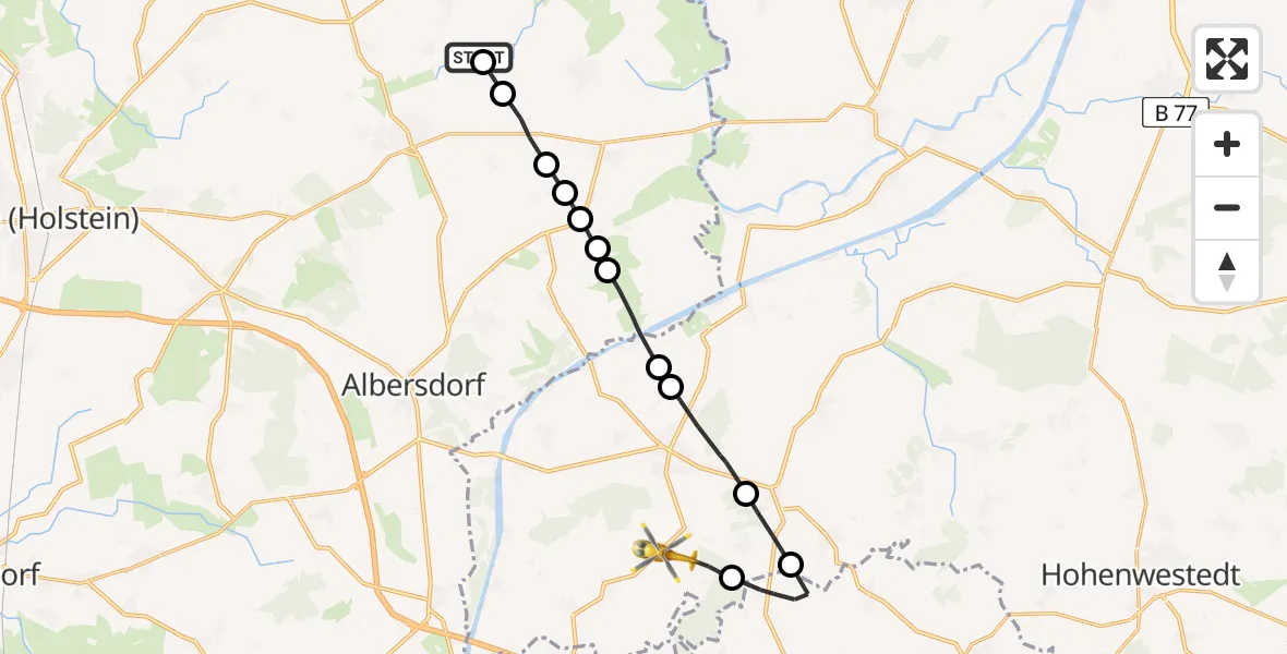 Flugroute Rettungshubschrauber Dörpling - Thaden, 28 Februar 2026, 12:31
