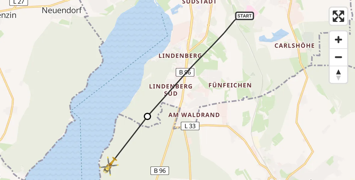 Routekaart van de vlucht: Rettungshubschrauber nach Burg Stargard