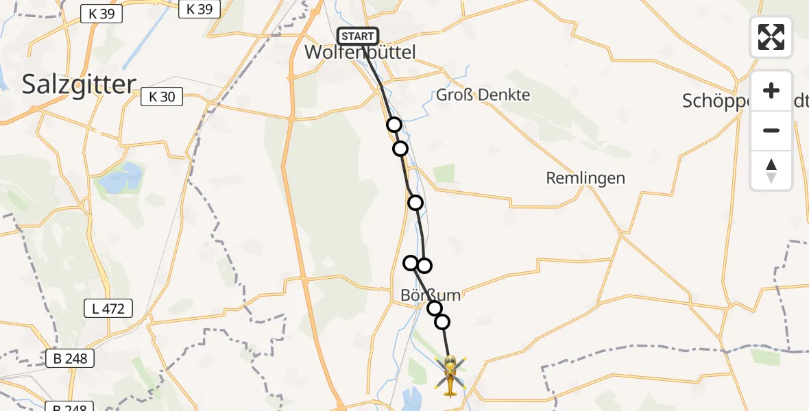 Routekaart van de vlucht: Rettungshubschrauber nach Schladen-Werla