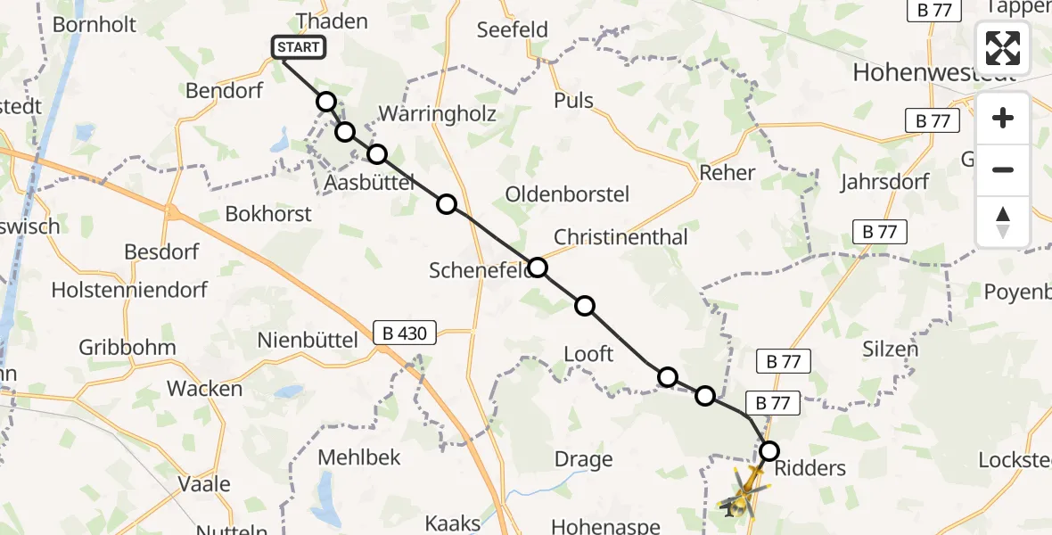 Routekaart van de vlucht: Rettungshubschrauber nach Ridders, Hungriger Wolf