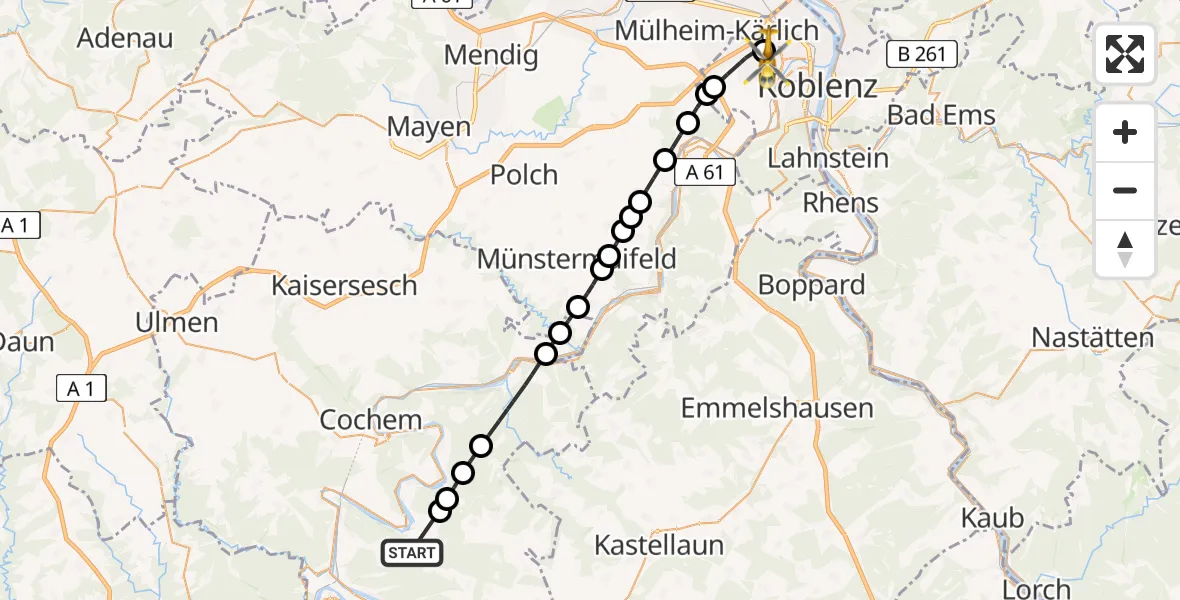 Flugroute Rettungshubschrauber Grenderich - Bubenheim, 28 Februar 2026, 14:06