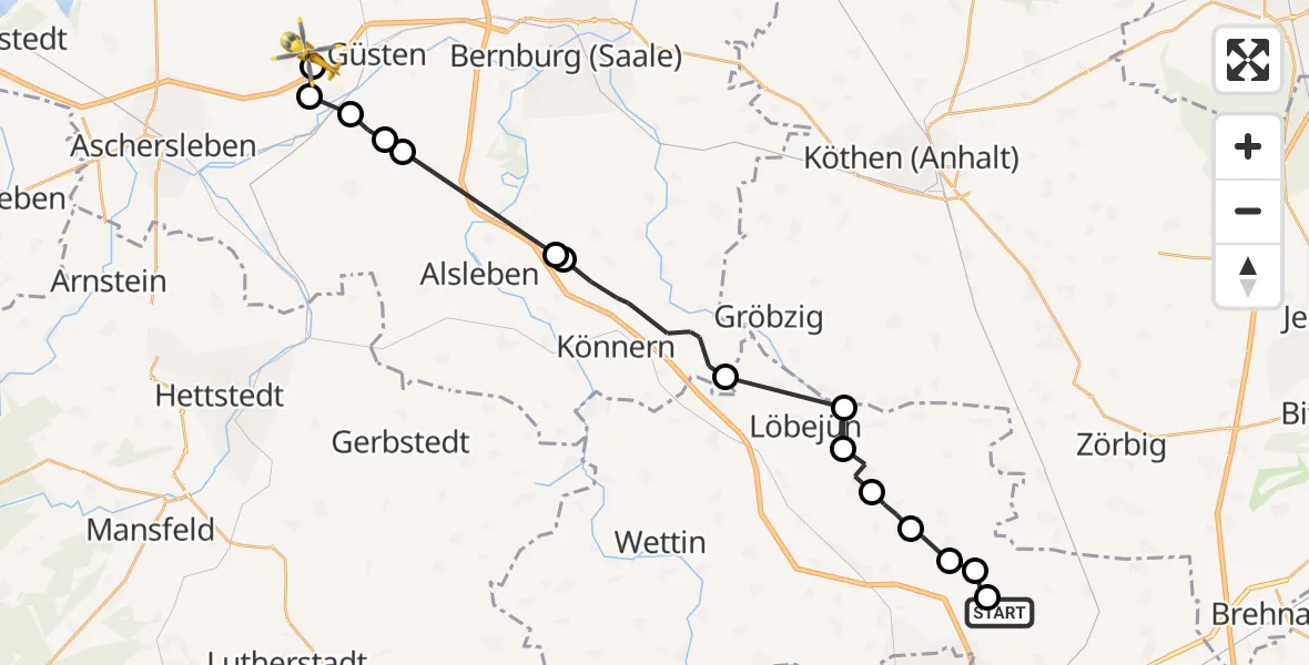 Flugroute Rettungshubschrauber Landsberg - Warmsdorf, 28 Februar 2026, 14:08