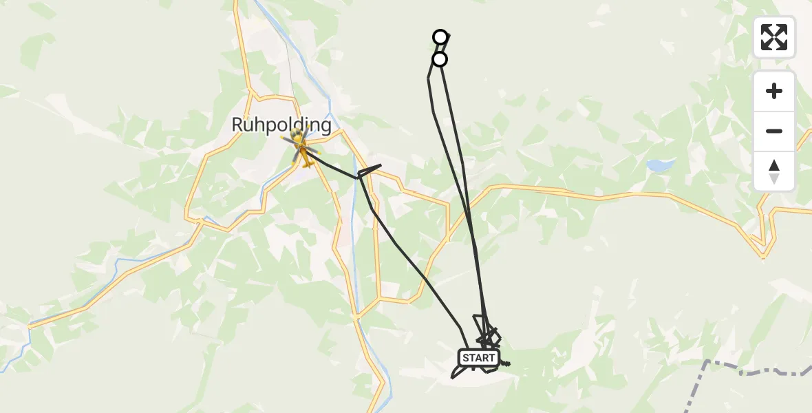Flugroute Rettungshubschrauber Ruhpolding - Ruhpolding, 28 Februar 2026, 14:40