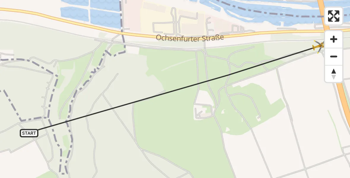 Flugroute Rettungshubschrauber Marktbreit - Marktbreit, 28 Februar 2026, 14:47