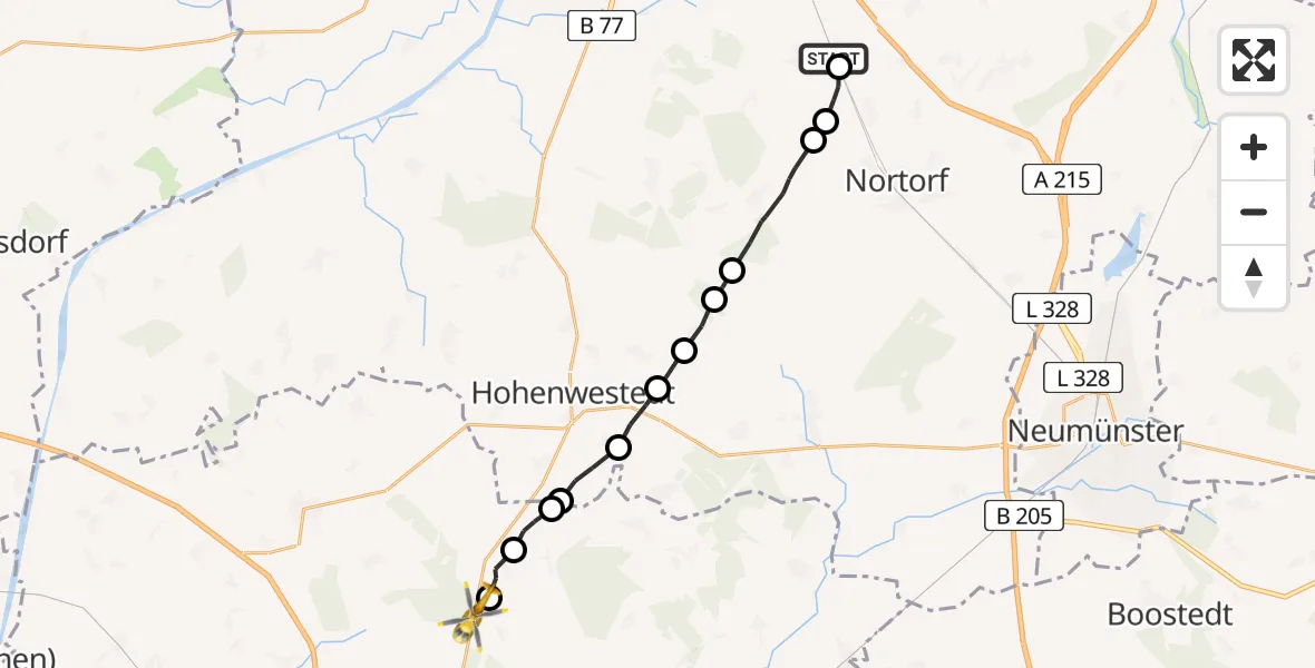 Routekaart van de vlucht: Rettungshubschrauber nach Ridders