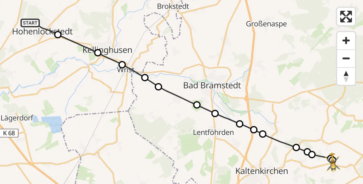 Flugroute Rettungshubschrauber Hohenlockstedt - Kattendorf, 28 Februar 2026, 15:18