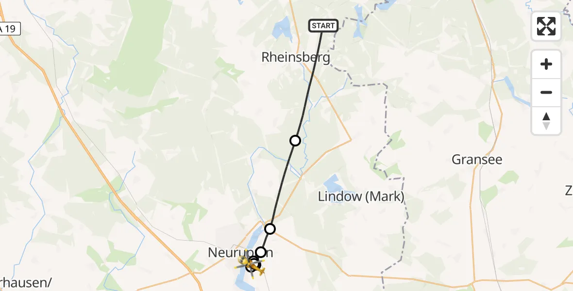 Flugroute Rettungshubschrauber Rheinsberg - Wuthenow, 28 Februar 2026, 15:19